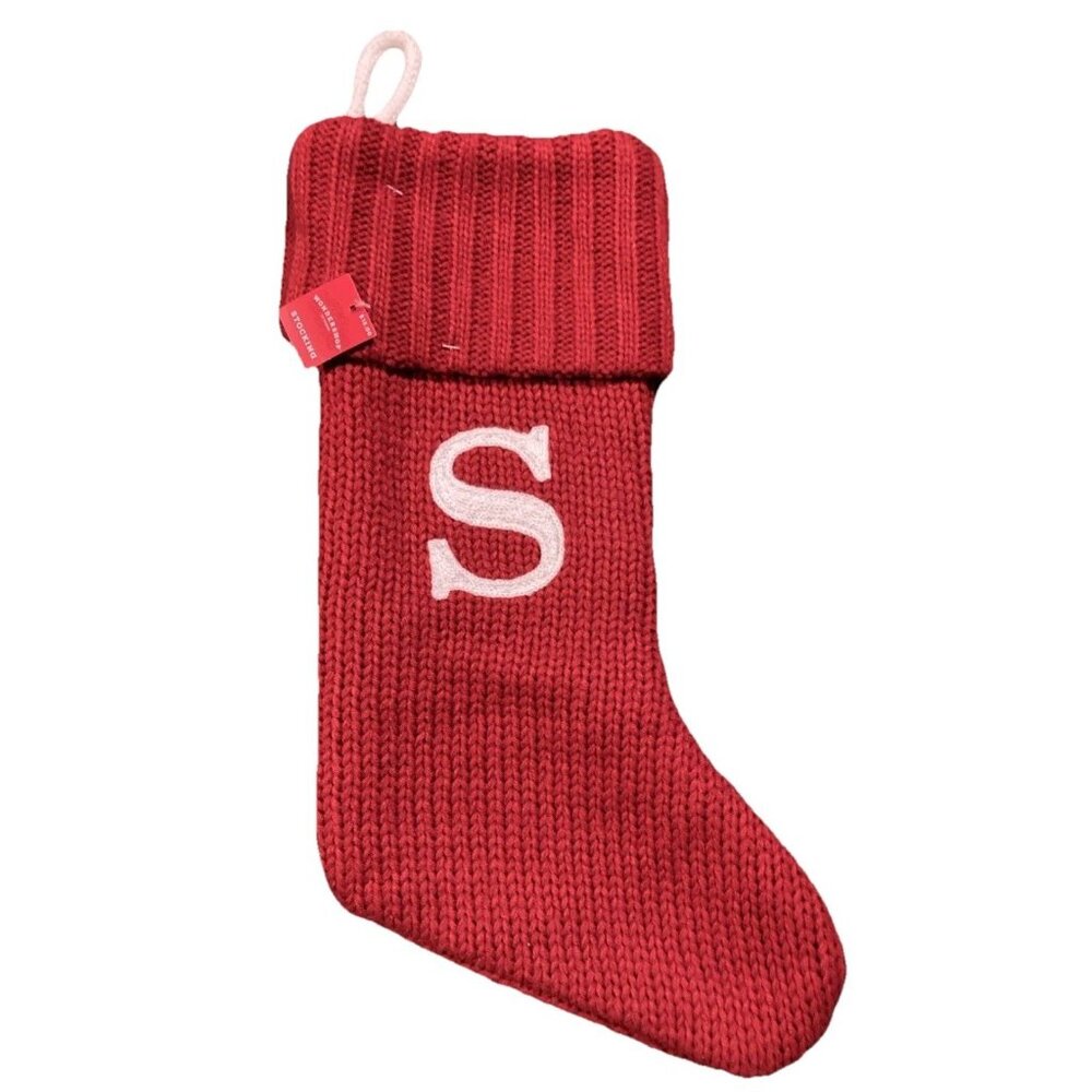 Christmas Stocking TARGET Wondershop, RED Knit 18" Letter "S", New w/ Tags!‎